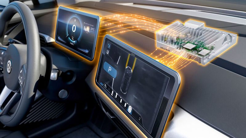 Der „Smart-Cockpit-High-Performance-Computer“ von Conti soll schnelle Reaktionszeiten sowie eine reibungslose Benutzeroberfläche auch bei domänenübergreifenden Funktionen bieten.(Bild:  Continental)