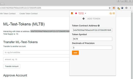 Der neue Token wird MetaMask bekannt gemacht.(Bild:  Lang / MetaMask)