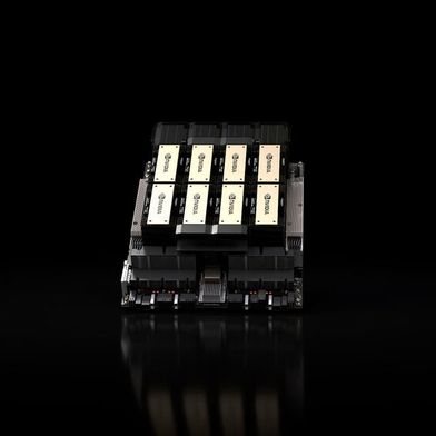 Nvidia's HGX-H200 system board as a server component in the form of an integrated mainboard. The H200 products were considered the company's most powerful AI solution by the end of 2023. (Image:Nvidia)