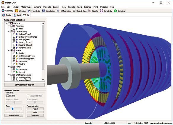 Das Bild zeigt eine 3D-Visualisierung in Motor-CAD.  (Ansys)