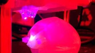 MIT engineers demonstrated a bariatric balloon that can be inflated in the stomach and then degraded by shining light on the seal, which is made of a novel light-sensitive polymer. (Ritu Raman)