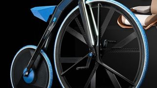 Das E-Bike Concept 1865 besteht aus mehr als 20 Basf-Kunststoffen, lehnt sich vom Design her an historische Hochräder an und soll dazu anregen althergebrachtes Denken auf den Prüfstand zu stellen. (Bild: Basf)