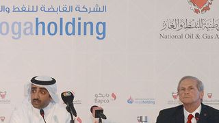 Representative from Bahrain’s NOGA announces the details on the Kingdom’s largest discovery of oil and gas.  (National Oil and Gas Authority)