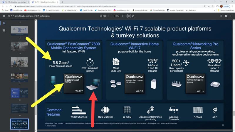 Der Qualcomm Snapdragon 8 Gen 2 Prozessor allein garantiert den Xiaomi 13 Smartphones noch kein Wi-Fi-7. Da kommt nämlich noch das Qualcomm FastConnect 7800 Mobile Connectivity System hinzu. Links im Bild die Plattform für Smartphones – und eventuell auch bald für Laptops. (Bild: Qualcomm)