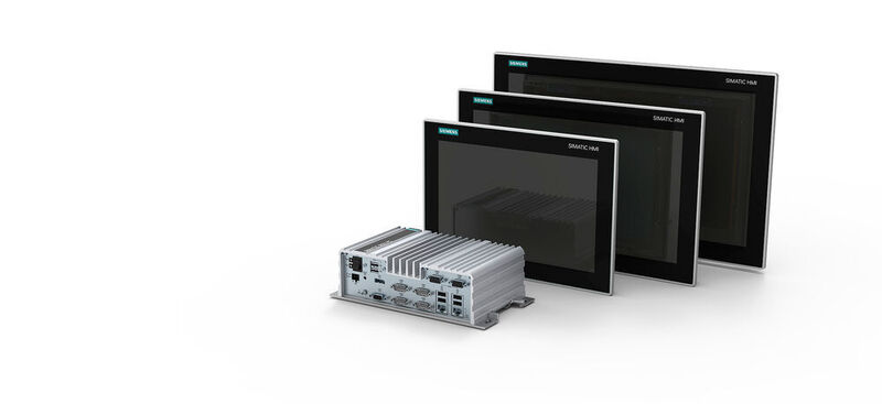 Der Panel-PC Simatic IPC von Siemens eignet sich optimal für eine kostengünstige
Realisierung von HMI-Anwendungen und lässt sich aufgrund seiner lüfterlosen Kühlung einfach integrieren. (Siemens)