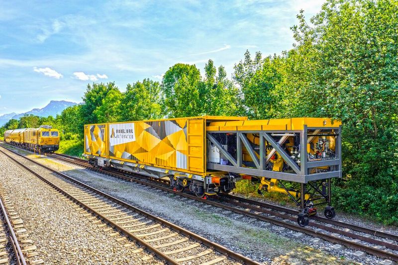 Bis 2030 gilt es in Deutschland, rund 4.200 Kilometer Bahnstrecke zu sanieren. Das neuartige Reparatursystem mit zwei Fanuc-Robotern, Kameras und Sensoren, das von Robel Rail Automation entwickelt wurde, könnte dabei wertvolle Unterstützung leisten. (Bild: Robel)