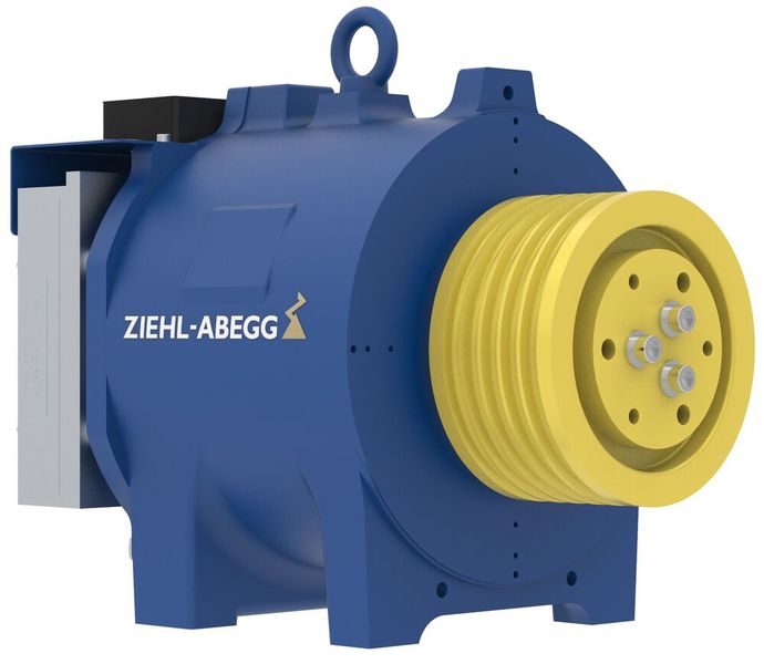 Die neue Aufzugsmaschine der Baugröße 200 wird auf der diesjährigen Hannover Messe vorgestellt. In der zweiten Jahreshälfte 2026 wird die Serienproduktion am Standort Deutschland beginnen. (Bild: Ziehl-Abegg/Rainer Grill)