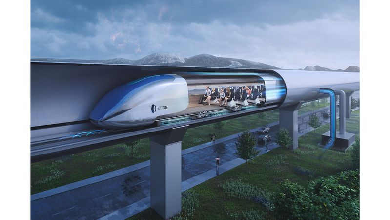 Im Vakuumtunnel ist ein energiesparendes Gleiten mit bis zu 1'000 Stundenkilometern möglich. (Bild:  EuroTube/Leybold)
