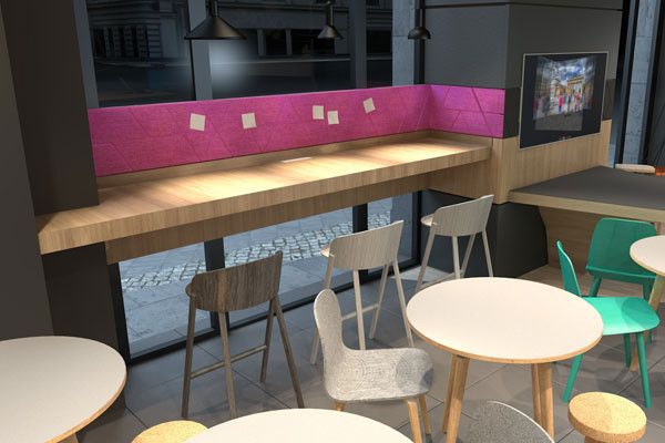 Ansichten aus dem Gastronomie-Bereich: So wird die „Digital Eatery“ einmal aussehen. (Bild: Microsoft)