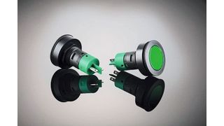 Georg Schlegel hat für die Baureihe Rontron-R-Juwel zwei neue Drucktasten im Programm. Ein zusätzlicher Kontaktblock ist nicht nötig, denn das Kontaktelement ist bereits im Taster integriert. (Georg Schlegel )