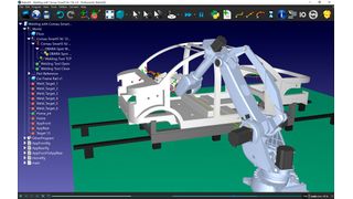Comau and Robodk combine their expertise to push the boundaries of what's possible with embedded capabilities in robots, it is said. The image shows a robot system simulation created in this way. Read here what this is supposed to bring to the industry ... (Image:Robodk/Comau)