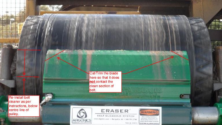 Fig. 3: Correct installation of a primary cleaner (Picture: © Kinder & Company Pty. Ltd.)