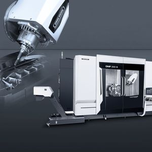 Die DMF 200|8, Fahrständermaschine für die 5-Achs-Bearbeitung, gewährleistet maximale Flexibilität und Produktivität in Schlüsselindustrien wie dem Werkzeug- und Formenbau, dem Aerospace-Sektor oder dem Bereich Job Shop bis hin zu Medizintechnik. 