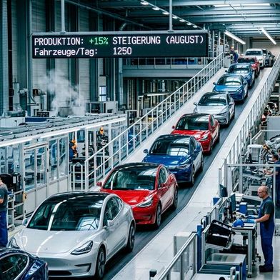 Es mehren sich die Anzeichen, dass es mit der deutschen Industrie wieder aufwärts geht. Es überrascht vor allem, dass die Automobilindustrie derzeit für positive Entwicklungen steht ... (Bild: KI-generiert)