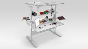 With modular work bench design, you can convert or extend a work bench with ease by changing or adding accessories. This means changes can be implemented quickly and cost-effectively, thus boosting quality and productivity.  (Source: item)